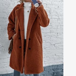 Brand New Double Breasted Drop Shoulder Teddy Coat